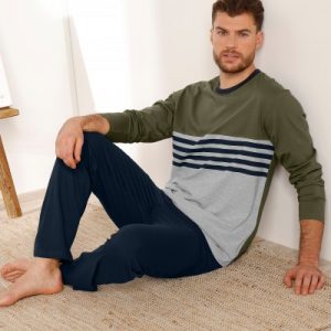 Tee-shirt pyjama rayé manches longues – Pas cher – Pour homme | Blancheporte