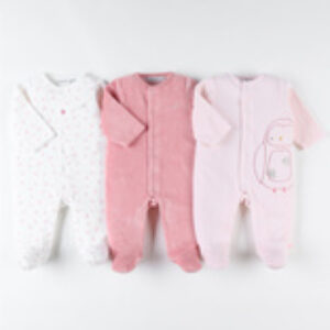 Set de 3 pyjamas 1 pièce en velours