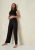 Ensemble pyjama noir à rayures crop top et pantalon évasé tall, Noir femme