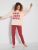 Pantalon jersey imprimé rouge Kiabi