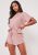 Rose pale T-shirt vieux rose côtelé de pyjama mix and match, Rose pale femme