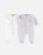 Set de 2 pyjamas 1-pièce en velours, gris clair/écru Noukies